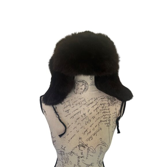 Vintage Dark Brown Real Fur Russian Unchanka Women\'s Winter Hat Military main image 4